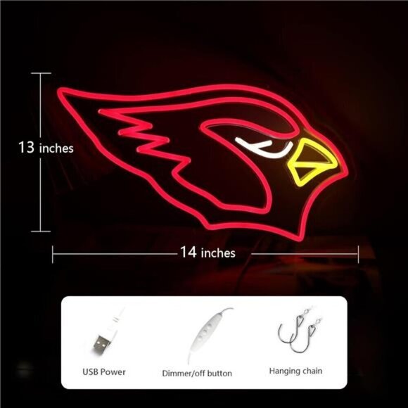Cardinals Neon Sign Home Bar Pub Party Decor,Football Team Logo Led Neon Lights - Picture 3 of 8